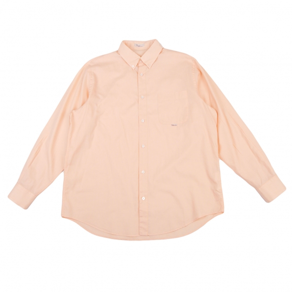 パパスPapas コットンチェックボタンダウンシャツ オレンジ50L