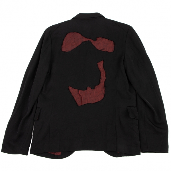 ブラックコムデギャルソンBLACK COMME des GARCONS ペイズリーライニングくり抜きデザインジャケット 黒M