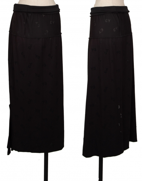 ワイスリーY-3 オパールロゴデザインストレッチスカート 黒S