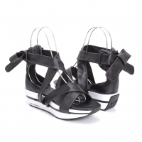  Y-3 TABI WEDGE Leather Strap Design Sandals Black About US 5 1/2