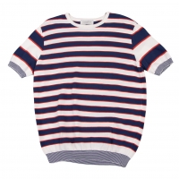  TOMORROWLAND tricot Cotton Striped Short Sleeve Knit (Jumper) White,Blue M