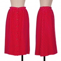  CHANEL Button Design Silk Dot Skirt Red 36