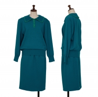  Yves Saint Laurent Wool Knit Polo Shirt & Skirt Green M