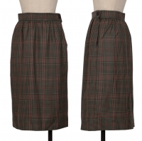  Yves Saint Laurent Wool Check Skirt Brown M