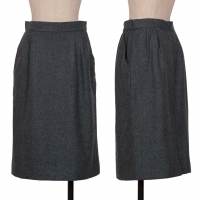  Yves Saint Laurent Silk Blend Wool Herringbone Skirt Blue M