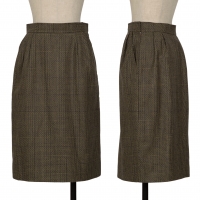  Yves Saint Laurent Wool Check Weave Skirt Brown M