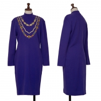  Christian Dior Decoration Knit Dress Purple M