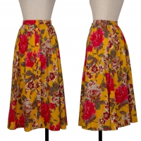  Christian Dior Rose Print Flare Skirt Yellow L