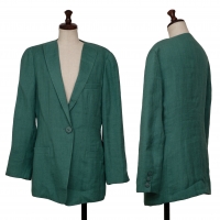  K OF KRIZIA Silk Linen Jacket Green 40