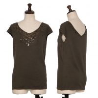  EPOCA Bijou Decoration Knit Sleeveless Shirt Brown 40