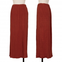  ISSEY MIYAKE Front Slit Crepe Pleated Skirt Brown M
