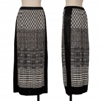  ISSEY MIYAKE Check Printed Switching Design Long Skirt Black S-M