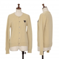  PLAY COMME des GARCONS Heart Patch Wool Knit Cardigan Beige M