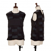  tricot COMME des GARCONS Dyed Checker Jacquard Knit Tank Top Black S-M