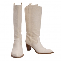  YOSHIE INABA L'EQUIPE Leather Switching Canvas Boots Ivory LL (US About 7)