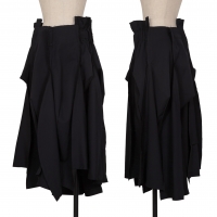  COMME des GARCONS Cut-off Wool Gabardine Switching Skirt Navy S