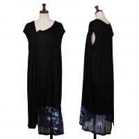  Y's Hem Graphic Switching Sleeveless Knit Dress Black 2