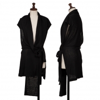 Y's Front Long Linen Vest (Waistcoat) Black 2