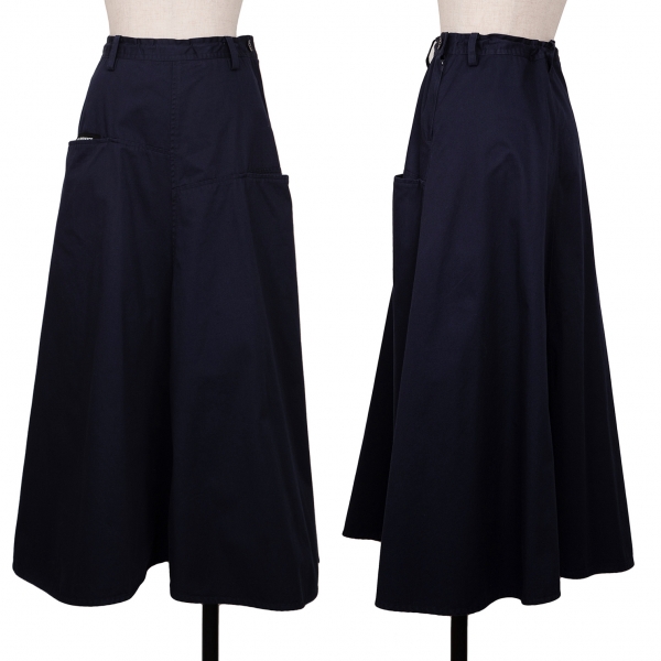 ワイズY's スラッシュポケットデザインフレアスカート 紺1
