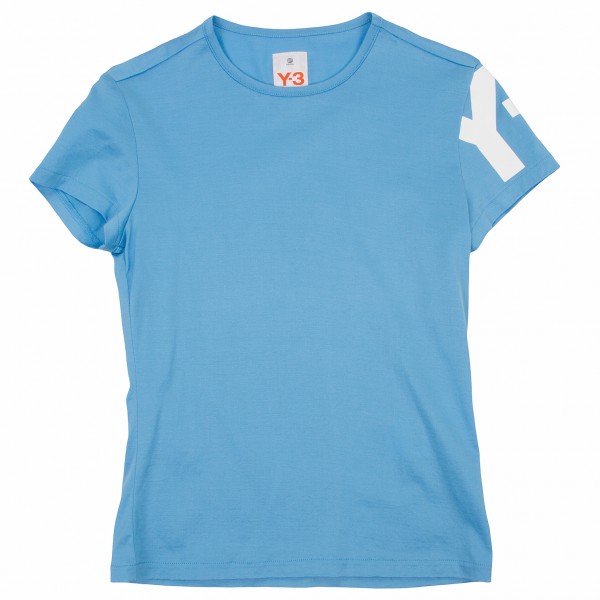 【SALE】ワイスリーY-3 袖ロゴプリントTシャツ 水色S