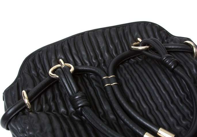 Chanel Coco Pleats Drawstring Bag Pleated Crumpled Calfskin Small