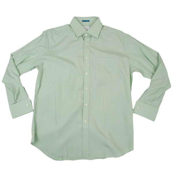 ポールスミスロンドンPaul Smith LONDON コットンカフスシャツ 薄緑XL