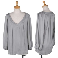  (SALE) DIANE VON FURSTENBERG V-neck silk blouse Grey 4