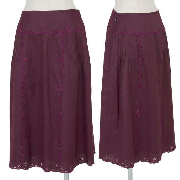 【SALE】ヒロコ ビスHIROKO BIS プリーツ刺繍スカート 深紫9