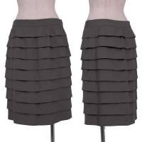  (SALE) ADORE BODY DRESSING side zip silk tiered skirt Grey 38