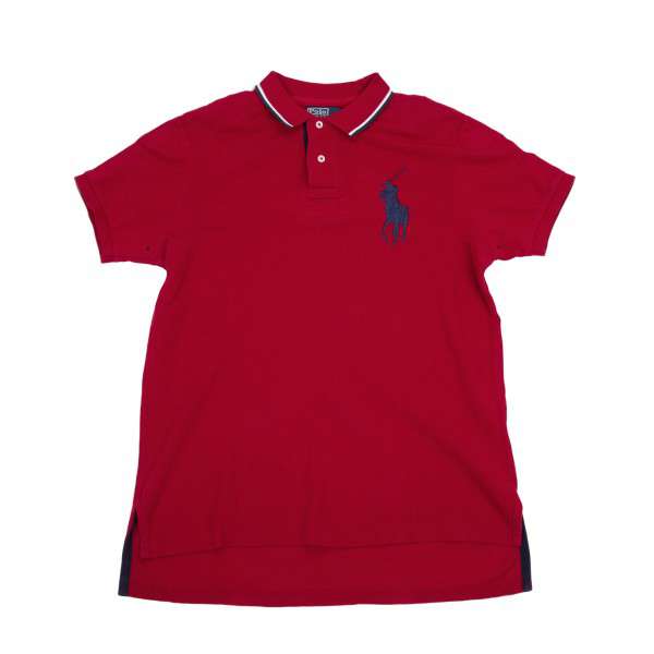 SALE】ポロラルフローレンPOLO RALPH LAUREN ビッグロゴ刺繍ポロシャツ 赤L