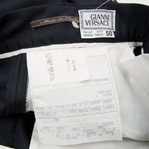 美品 Vintage ジャンニヴェルサーチ GIANNI VERSACE パンツ ウール ツイード ワイドパンツ スラックス チェック メンズ ボトムス 52(L相当) マルチカラー