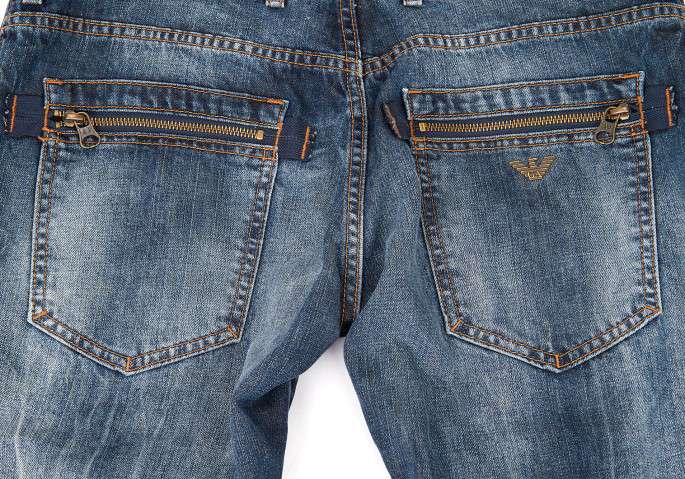 Dictatuur Verdeel Doorzichtig SALE) ARMANI JEANS zip pocket design damage denim pants Blue 33 | PLAYFUL