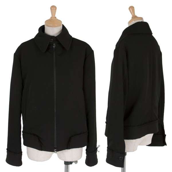【SALE】ワイズY's ウール断切デザインジップジャケット 黒1