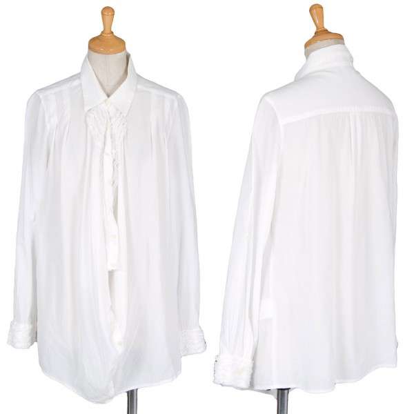 【600SALE】アツロウタヤマA/T 袖前立フリル装飾ロールアップデザインシャツ 白40【返品不可】