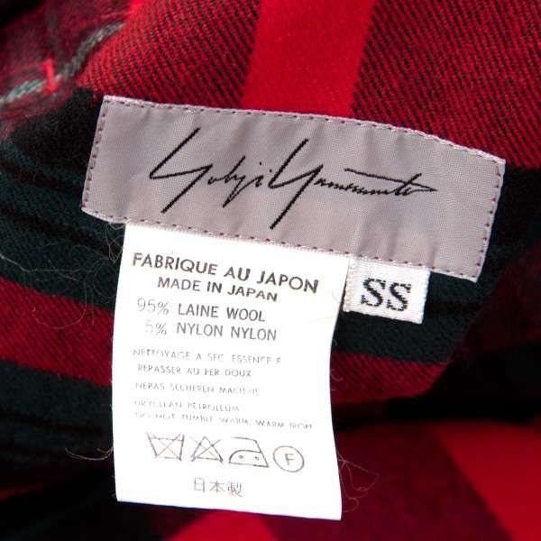 Yohji Yamamoto FEMME Check wool wide hakama pants red SS | PLAYFUL