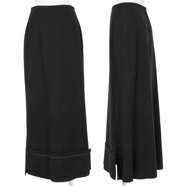 【SALE】ワイズY's ウールステッチ裾裁ち切りデザインスカート 黒2