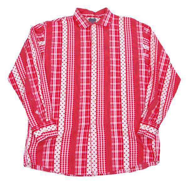 【SALE】ケンゾー パリス KENZO PARIS ドットチェックコットンシャツ 赤白ピンクF