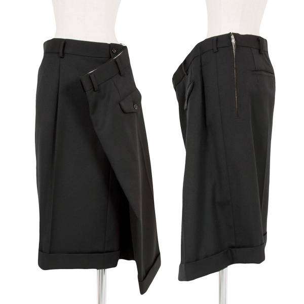 【SALE】コムデギャルソンCOMME des GARCONS 1タックスーパーワイドデザインウールスカート 黒XS