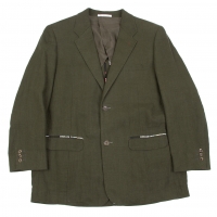  papas Linen pattern piping 2B jacket khaki 46