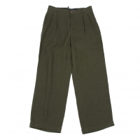  (SALE) papas Linen 2 tuck pants (Trousers) Khaki 46