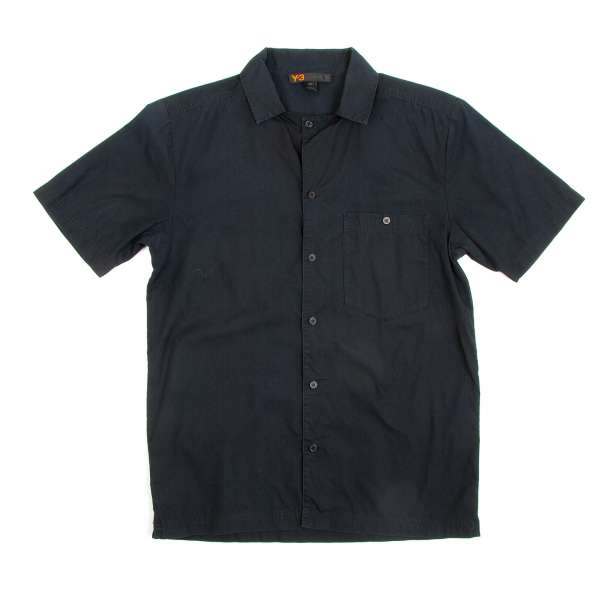 【SALE】ワイスリーY-3 バックヨークロゴプリント半袖シャツ 黒S
