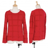  (SALE) robe COMME des GARCONS Plaid long sleeved knit (Jumper) Red About  M