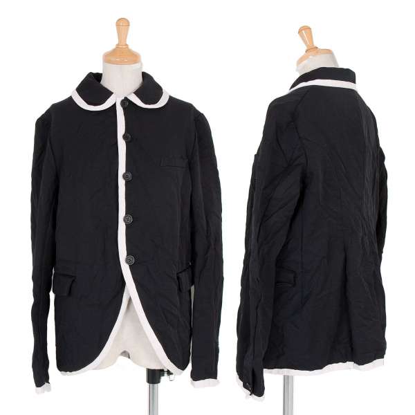 【SALE】ブラック コムデギャルソンBLACK COMME des GARCONS ストレッチ製品染めラインデザインジャケット黒白L