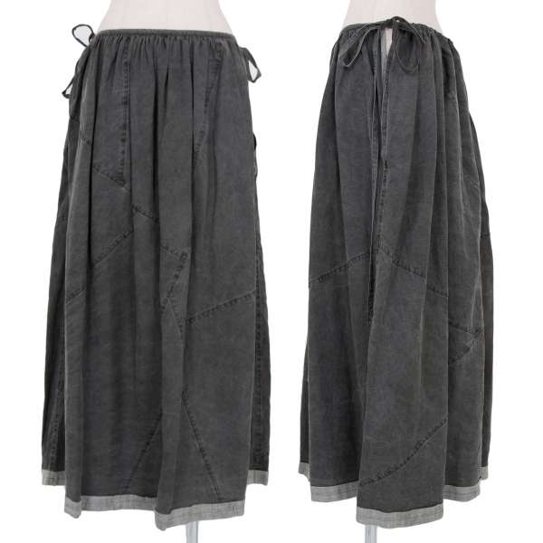 【SALE】ワイズY's リネンシルク顔料染め切替デザインスカート グレー杢3
