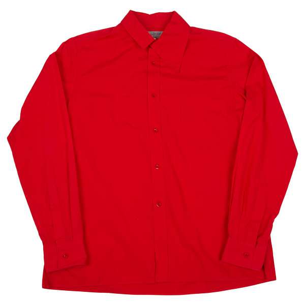 【販売終了】【SALE】ヨウジヤマモト プールオムYohji Yamamoto POUR HOMME 襟アシンメトリーコットンシャツ 赤2
