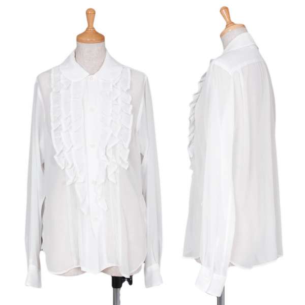 【販売終了】コムデギャルソン シャツ COMME des GARCONS SHIRT フロントフリルデザインラウンドカラーシャツ 白M｜PLAYFUL