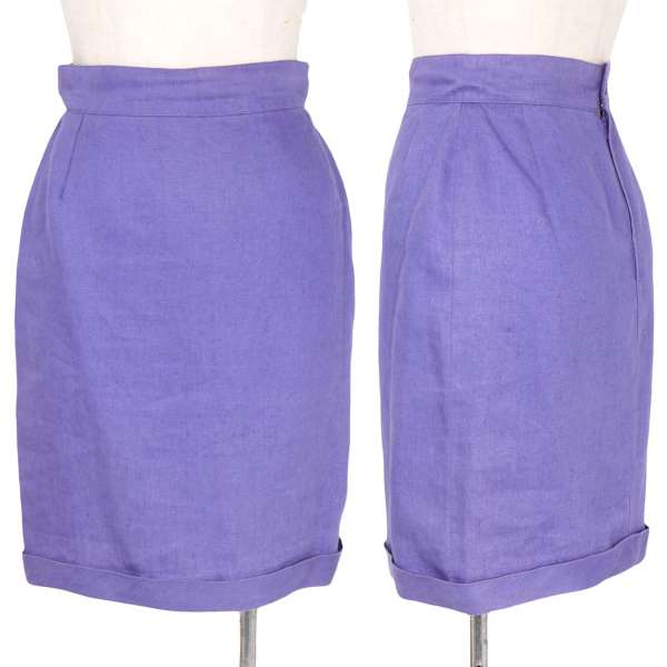 【600SALE】ジャンニ ヴェルサーチGIANNI VERSACE 裾折り返し台形スカート 紫42【返品不可】