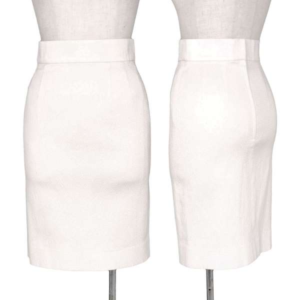 【600SALE】ランバンLANVIN ストレッチ凹凸織りスカート オフホワイト38【返品不可】