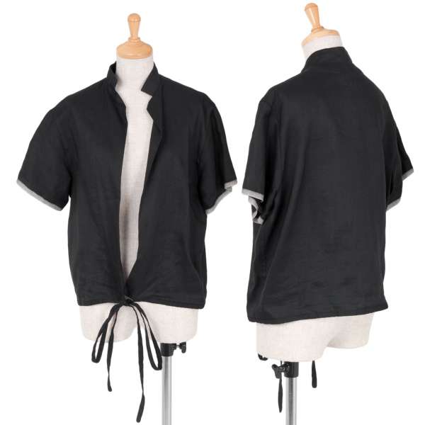 【SALE】ワイズY's イラクサシルク半袖スタンドカラーシャツ 黒3