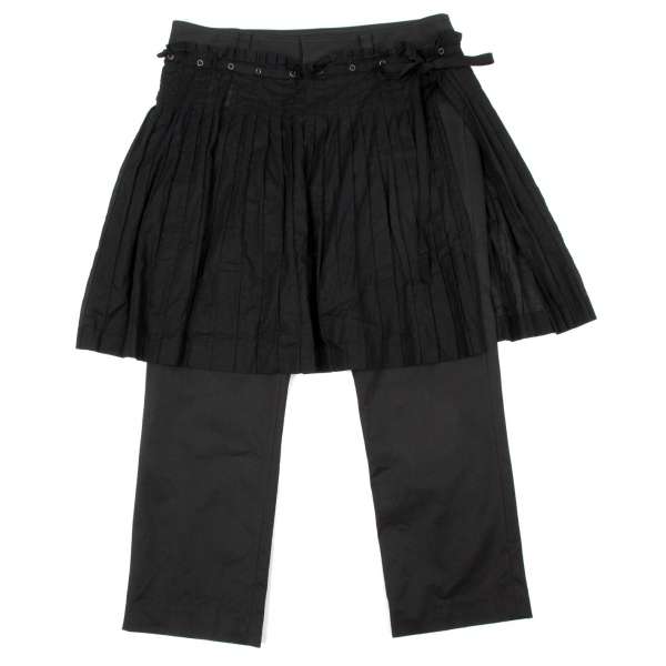 【SALE】ジャンポールゴルチエJean Paul GAULTIER プリーツラップスカート付きクロップドパンツ 黒40